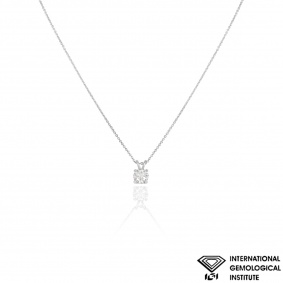 White Gold Round Brilliant Cut Lab Grown Diamond Pendant 1.46ct G/VS1